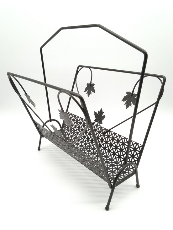 Vintage Other - Vintage Mid-Century Modern Black Iron Maple Leaf Magazine Rack